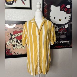 No Boundaries Yellow Striped Button Up Shirt